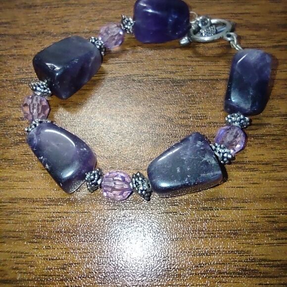 AMETHYST Stone & Bead Bracelet Excellent Pre-owned condition - Picture 2 of 4